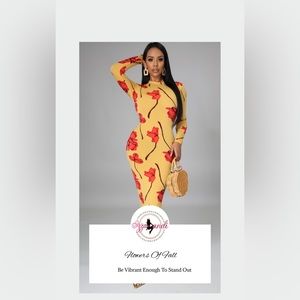 Izza Landi Flowers of fall ling sleeve dress